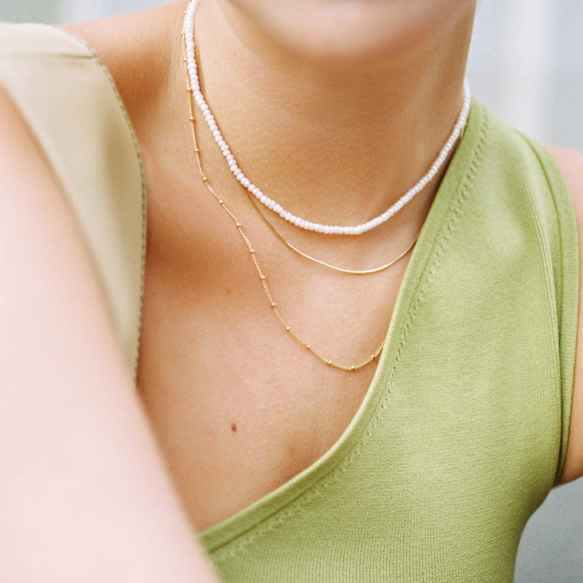 Thin Snake Chain Necklace in Gold - toutjewellery