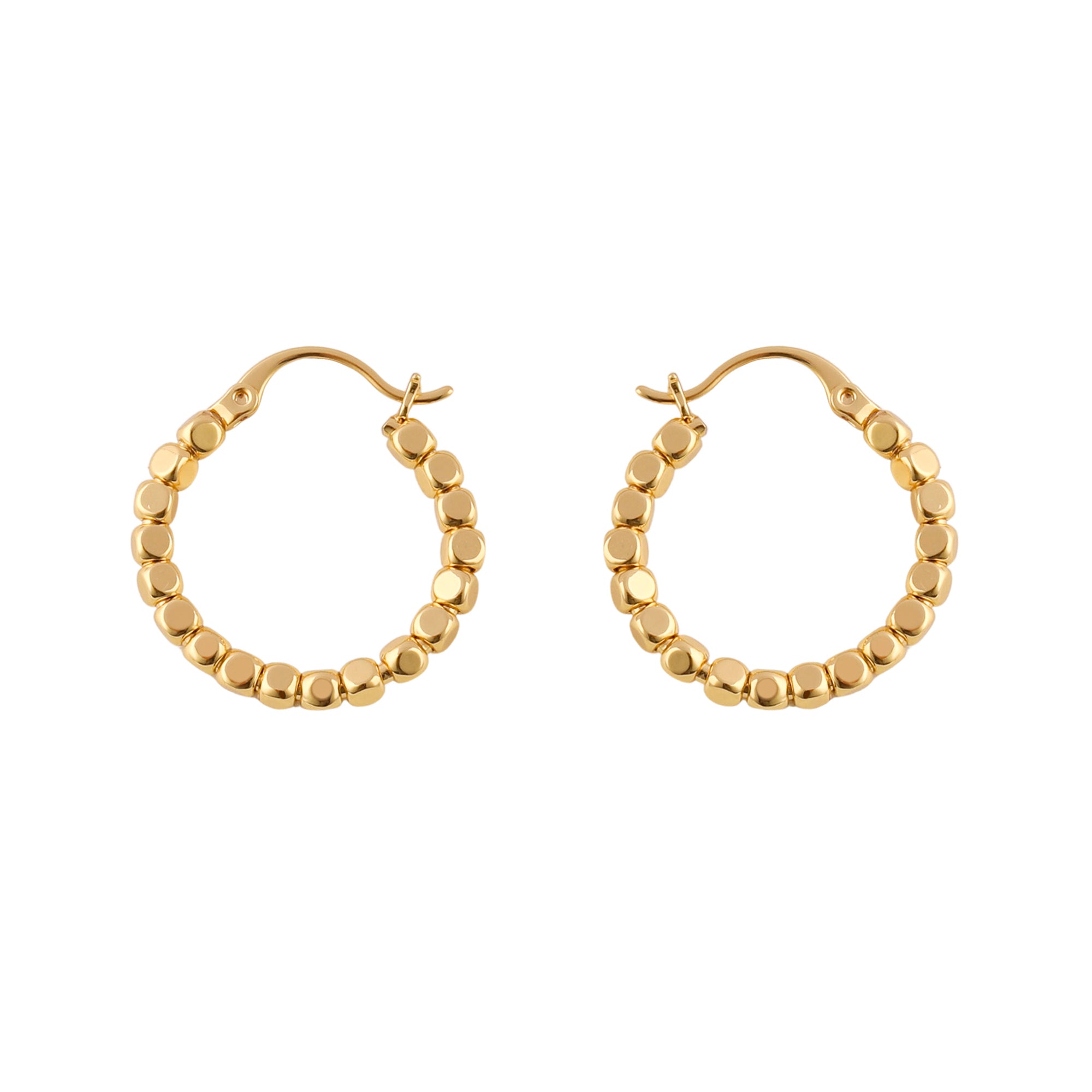 Beaded Hoop Earrings in Gold - toutjewellery