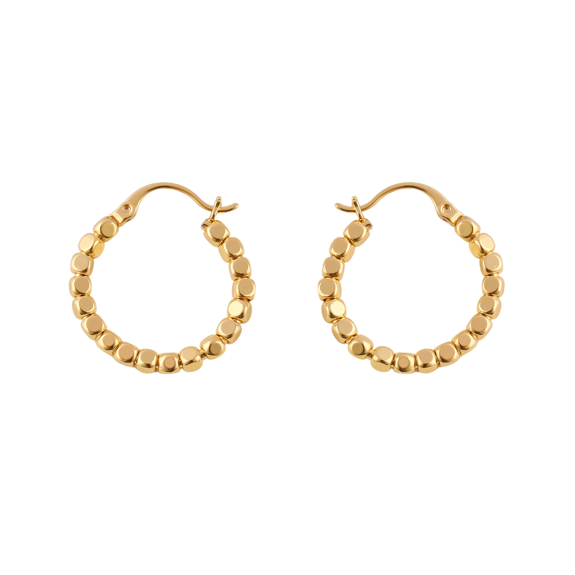 Beaded Hoop Earrings in Gold - toutjewellery