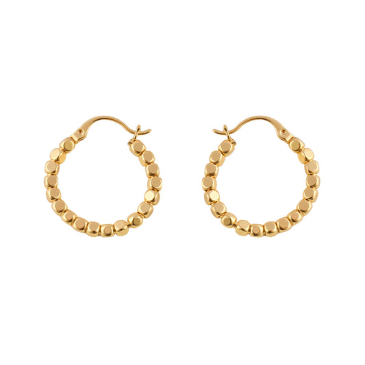 Beaded Hoop Earrings in Gold - toutjewellery