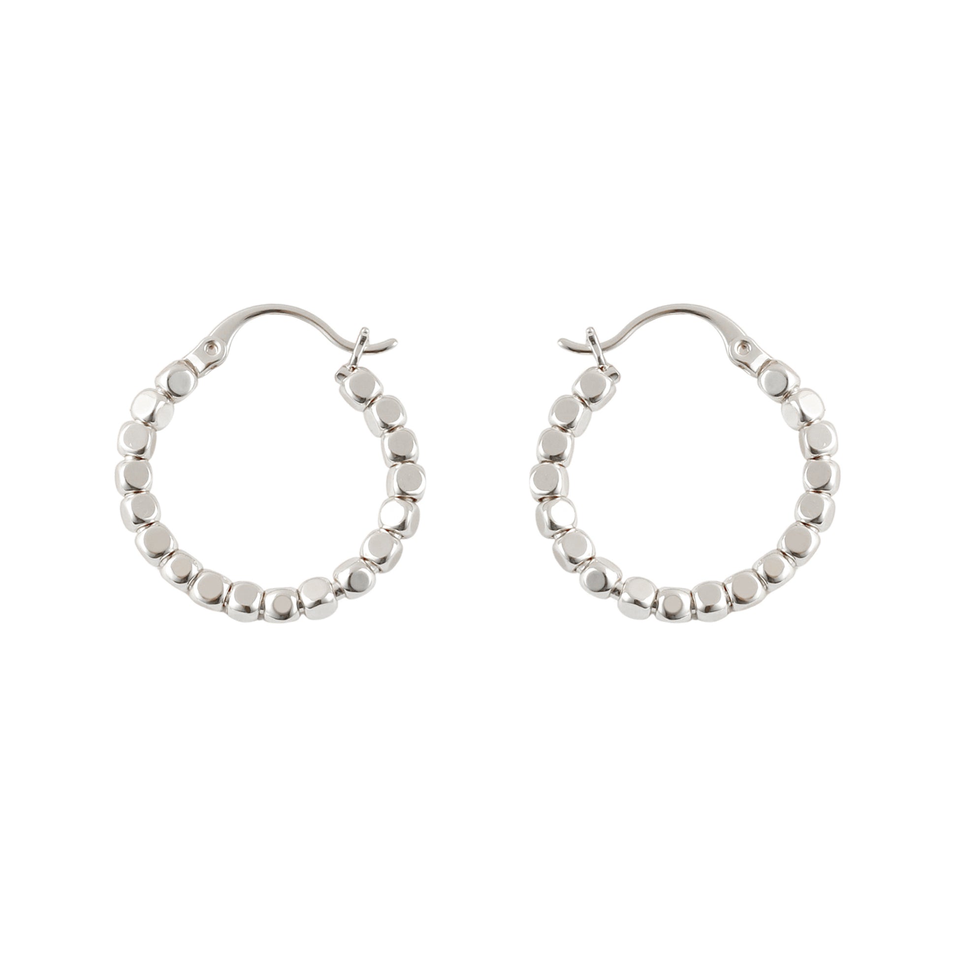 Beaded Hoop Earrings in Silver - toutjewellery