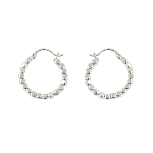 Beaded Hoop Earrings in Silver - toutjewellery