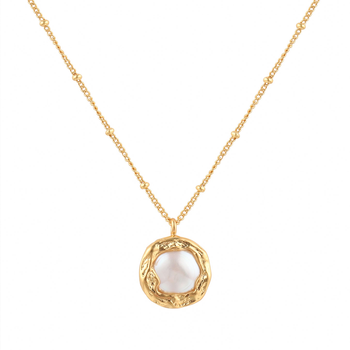 Mother of Pearl Pendant Gold Necklace - toutjewellery