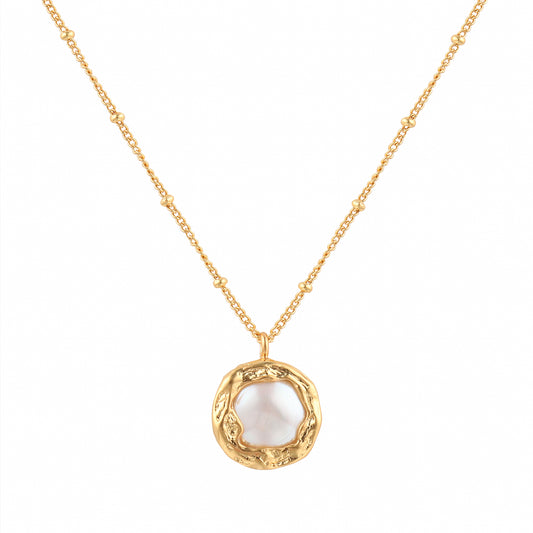 Mother of Pearl Pendant Gold Necklace - toutjewellery