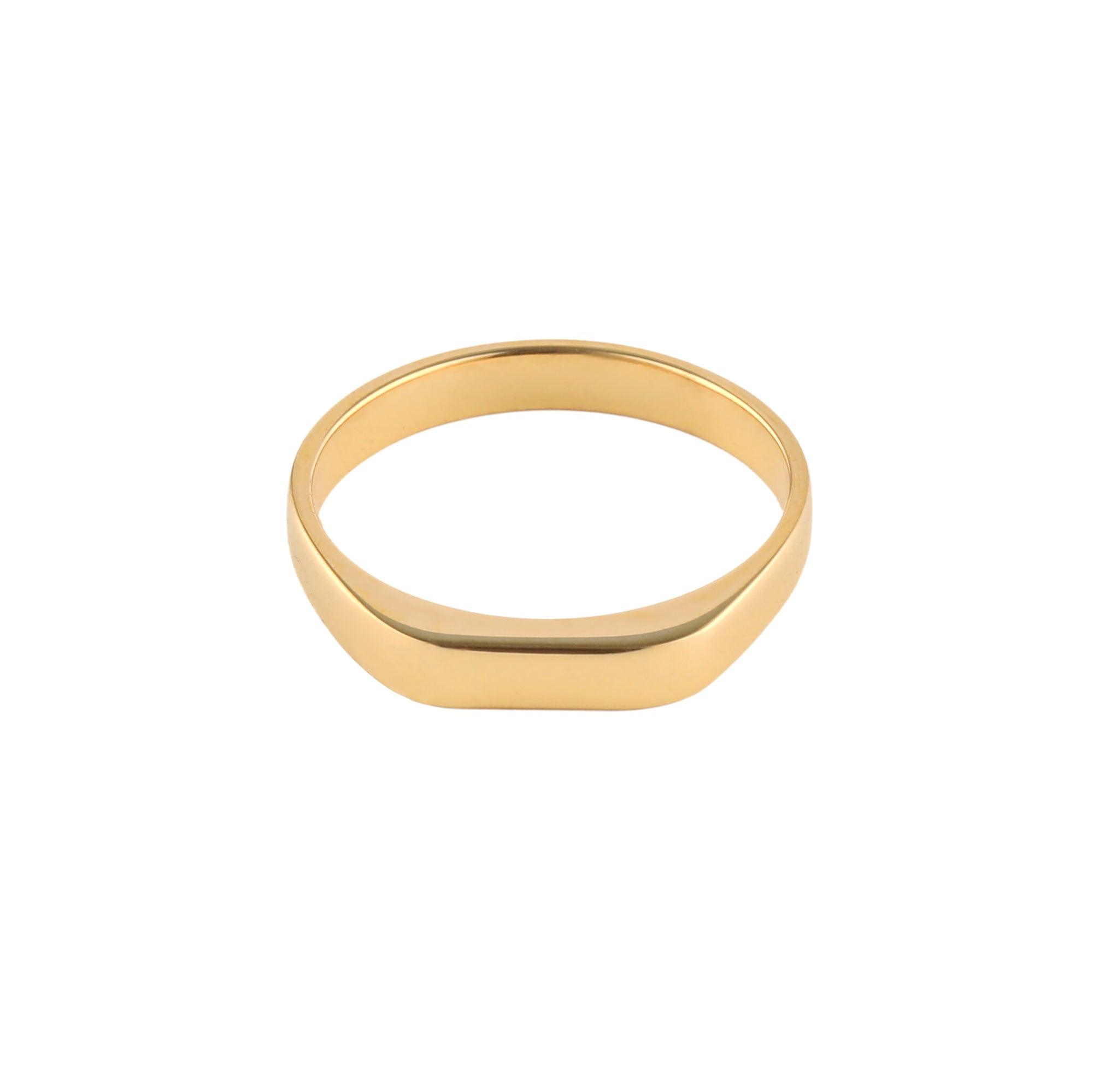 Gold Slim Signet Ring - toutjewellery