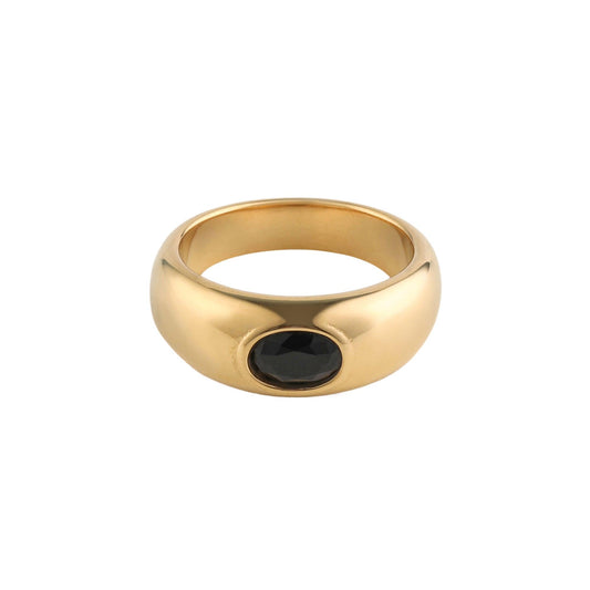 Black Onyx Oval Signet Ring in Gold - toutjewellery