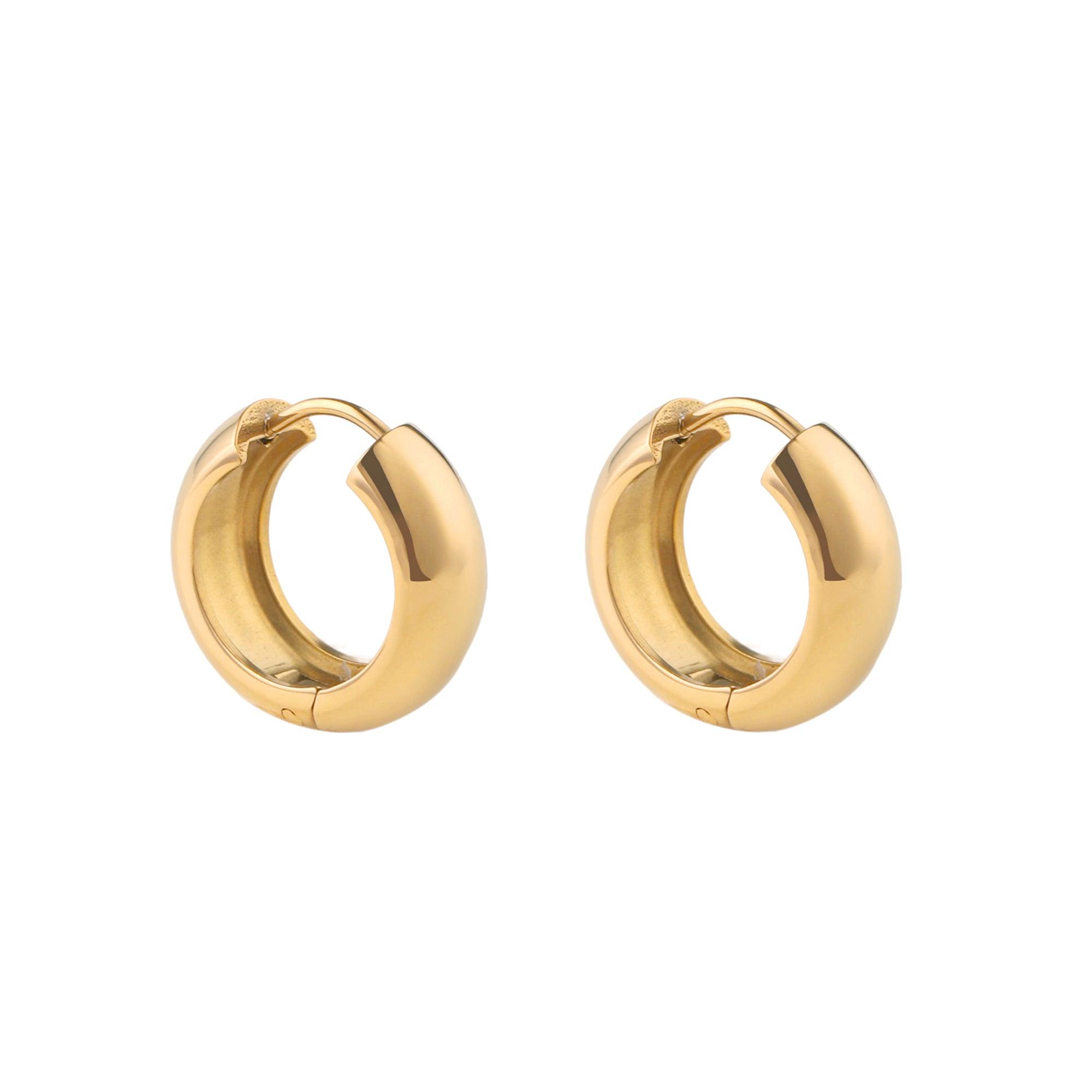 Chunky Medium Hoop Earrings in Gold - toutjewellery