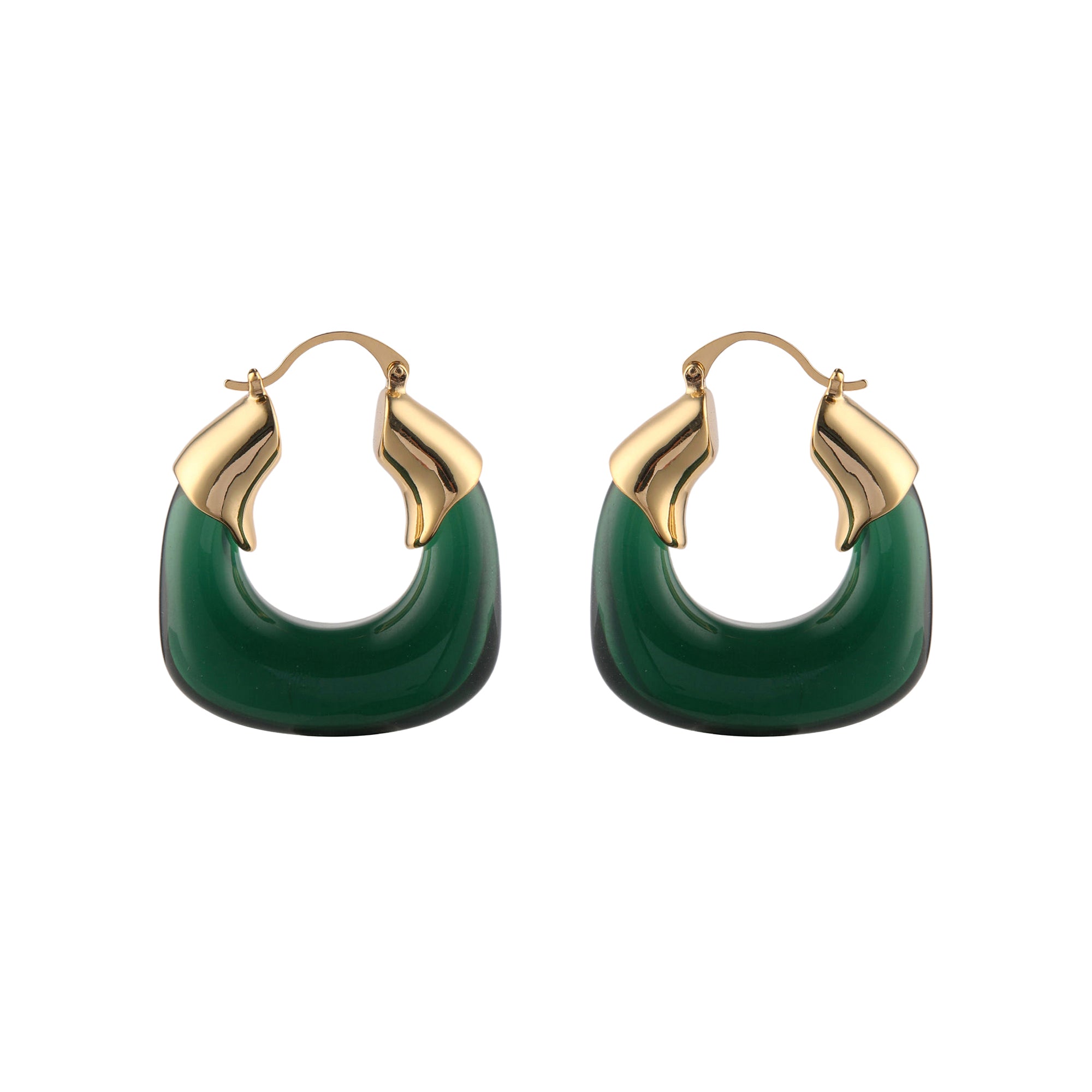 Statement Chunky Resin Hoop Earrings in Green - toutjewellery