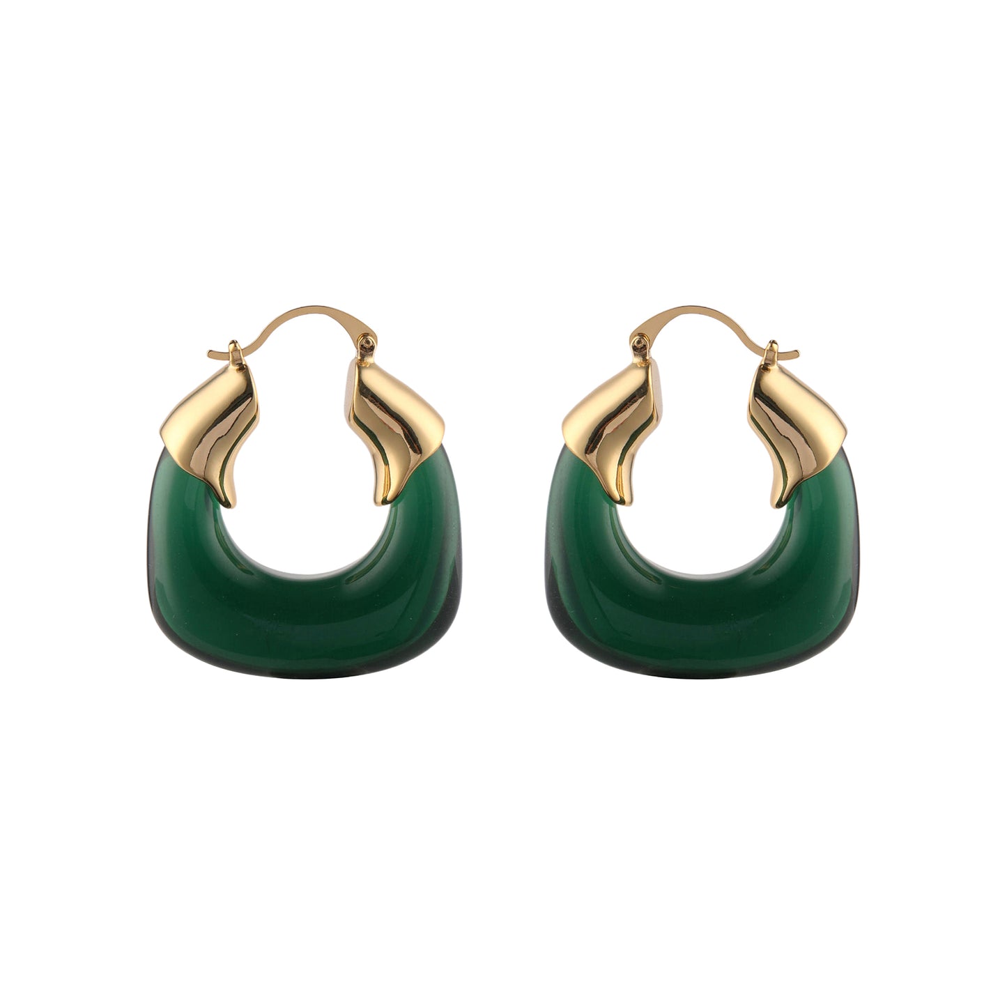 Statement Chunky Resin Hoop Earrings in Green - toutjewellery