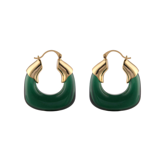 Statement Chunky Resin Hoop Earrings in Green - toutjewellery