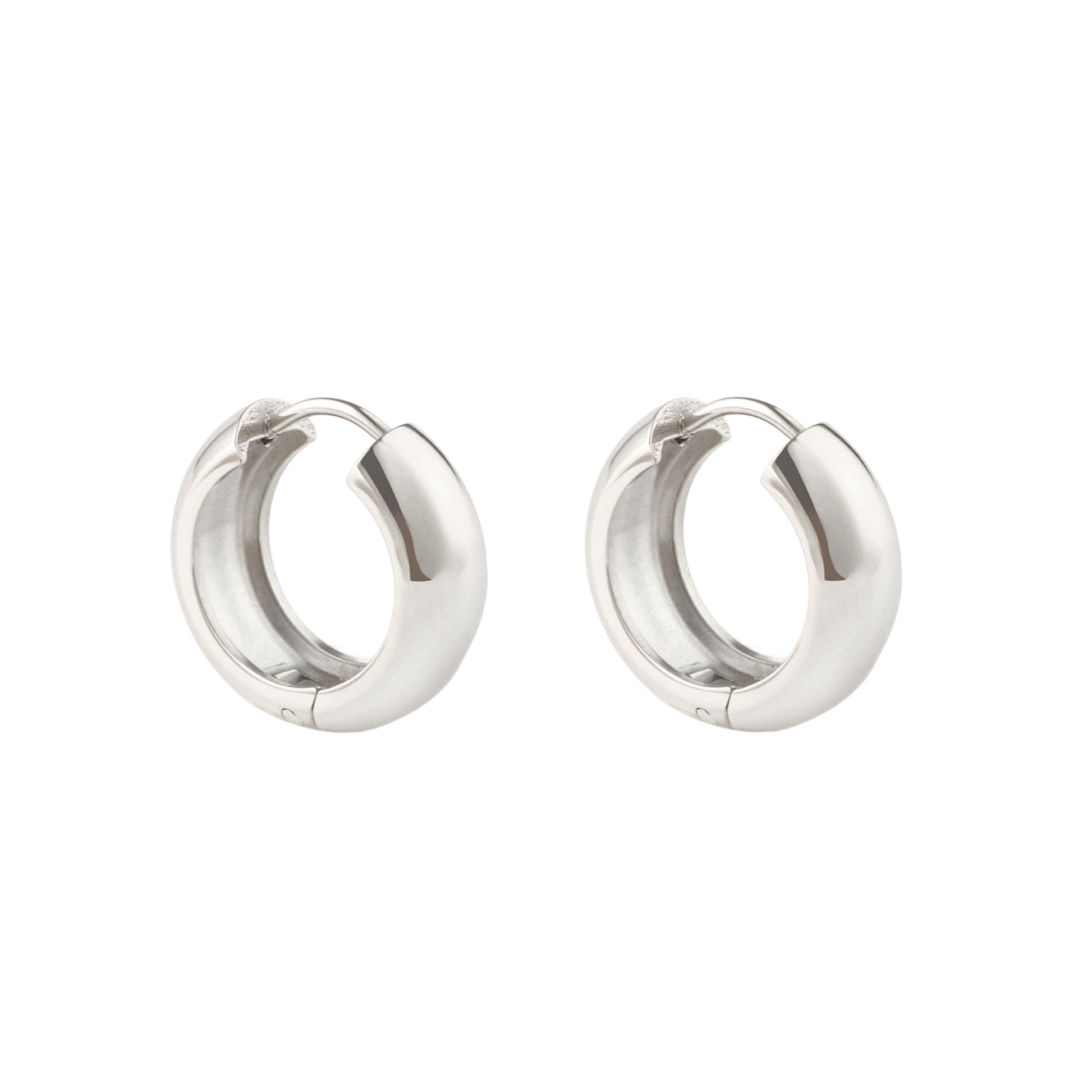 Chunky Medium Hoop Earrings in Silver - toutjewellery