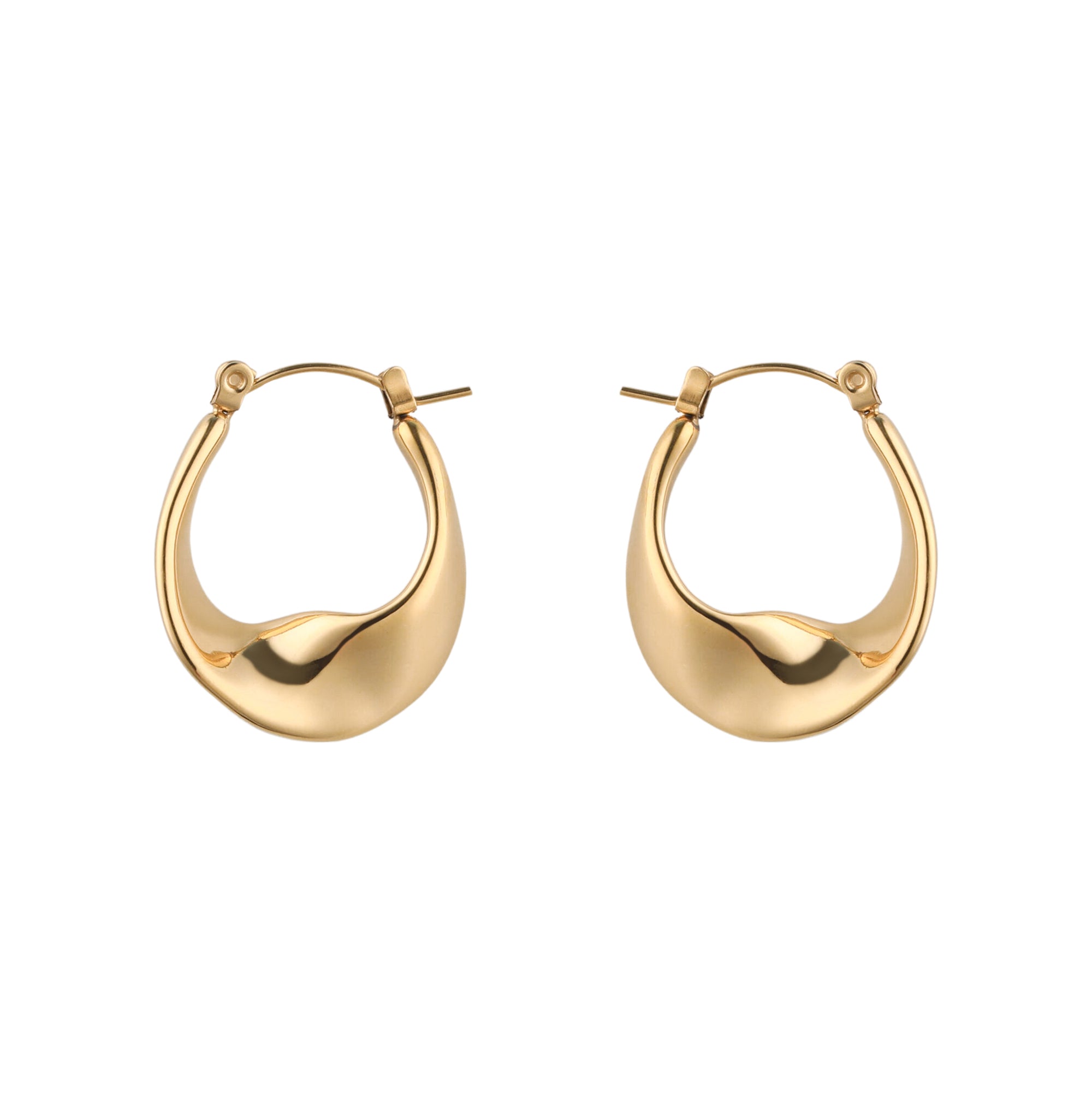 Gold Oval Twisted Hoop Earrings - toutjewellery