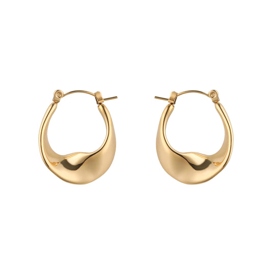 Gold Oval Twisted Hoop Earrings - toutjewellery