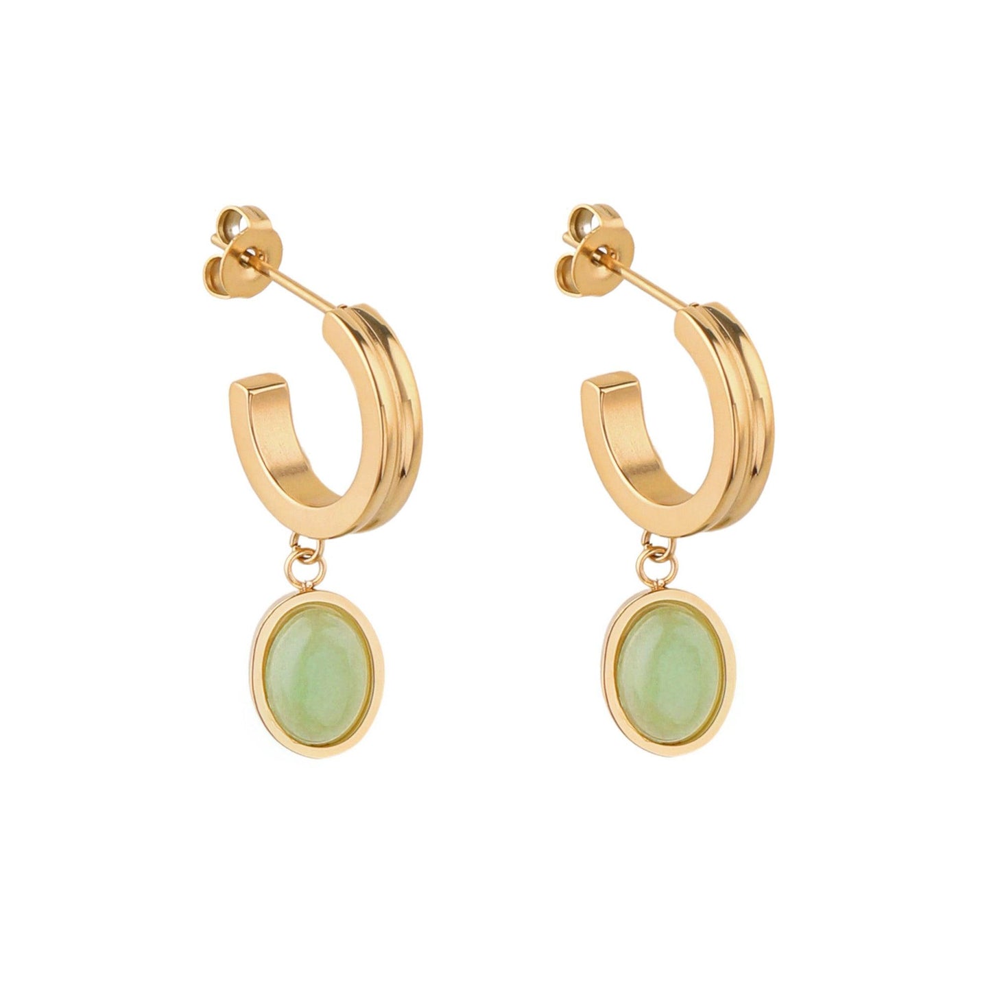 Emerald Drop Huggie Hoop Earrings in Gold - toutjewellery