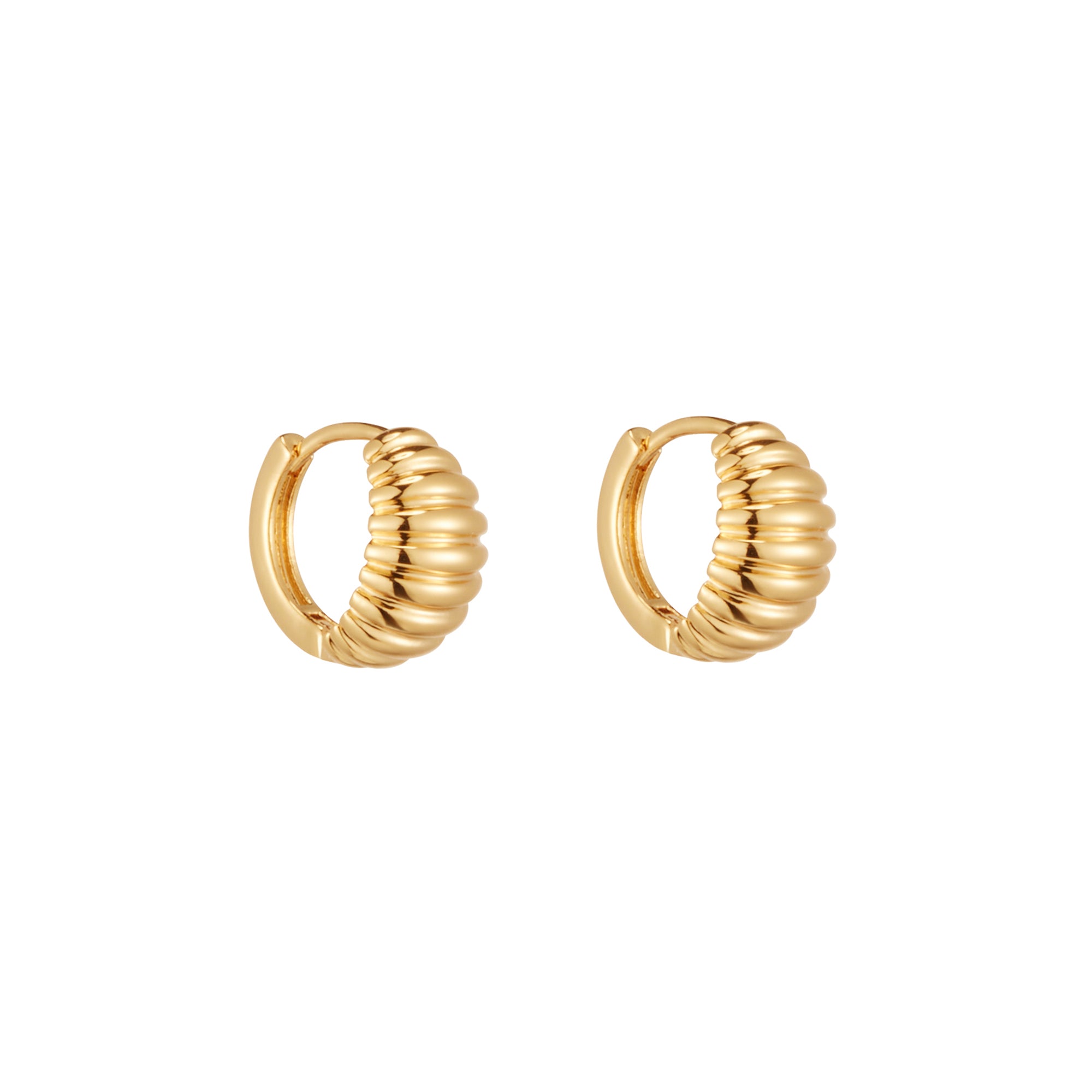 Gold Croissant Huggie Hoops - toutjewellery