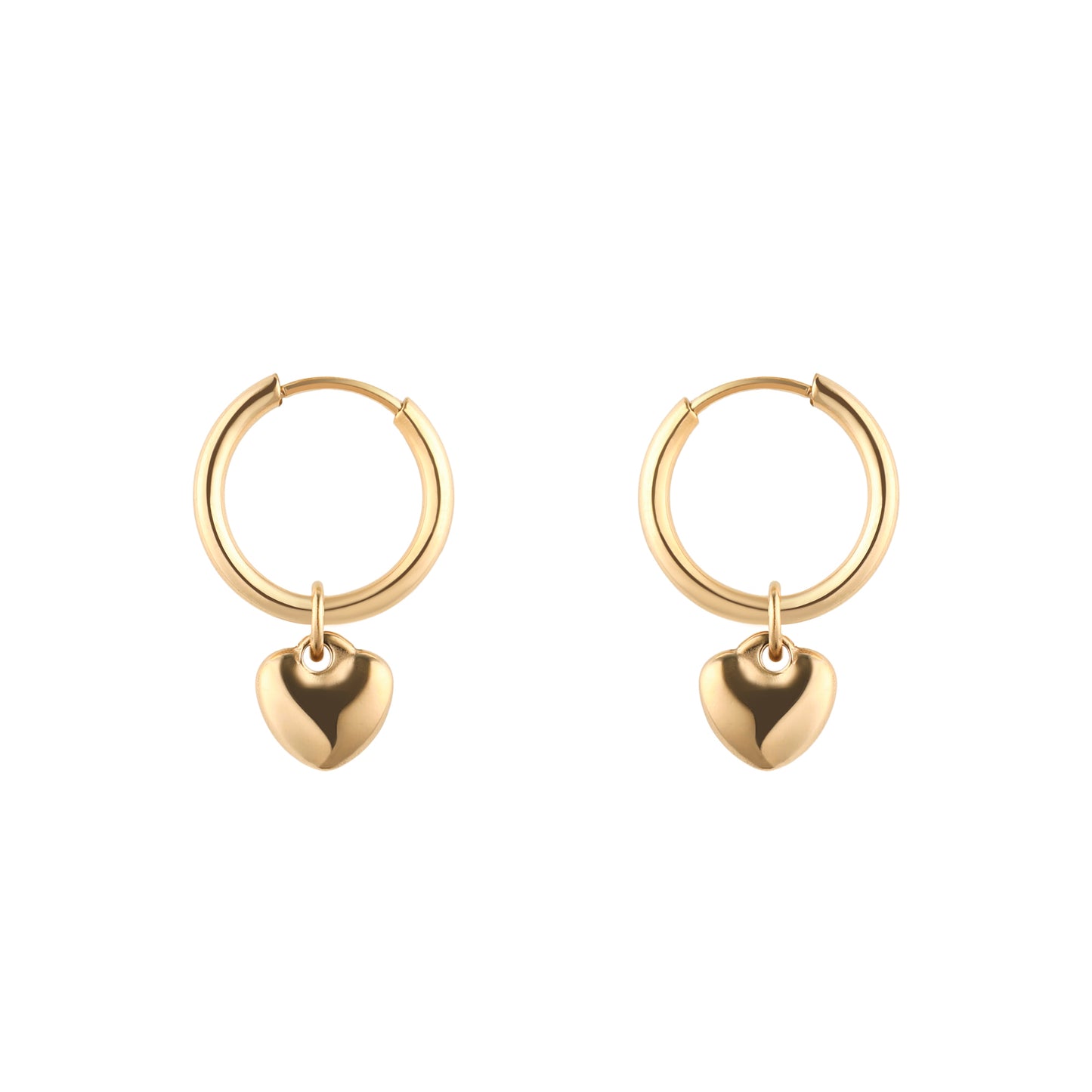 Gold Heart Charm Huggie Hoops - toutjewellery