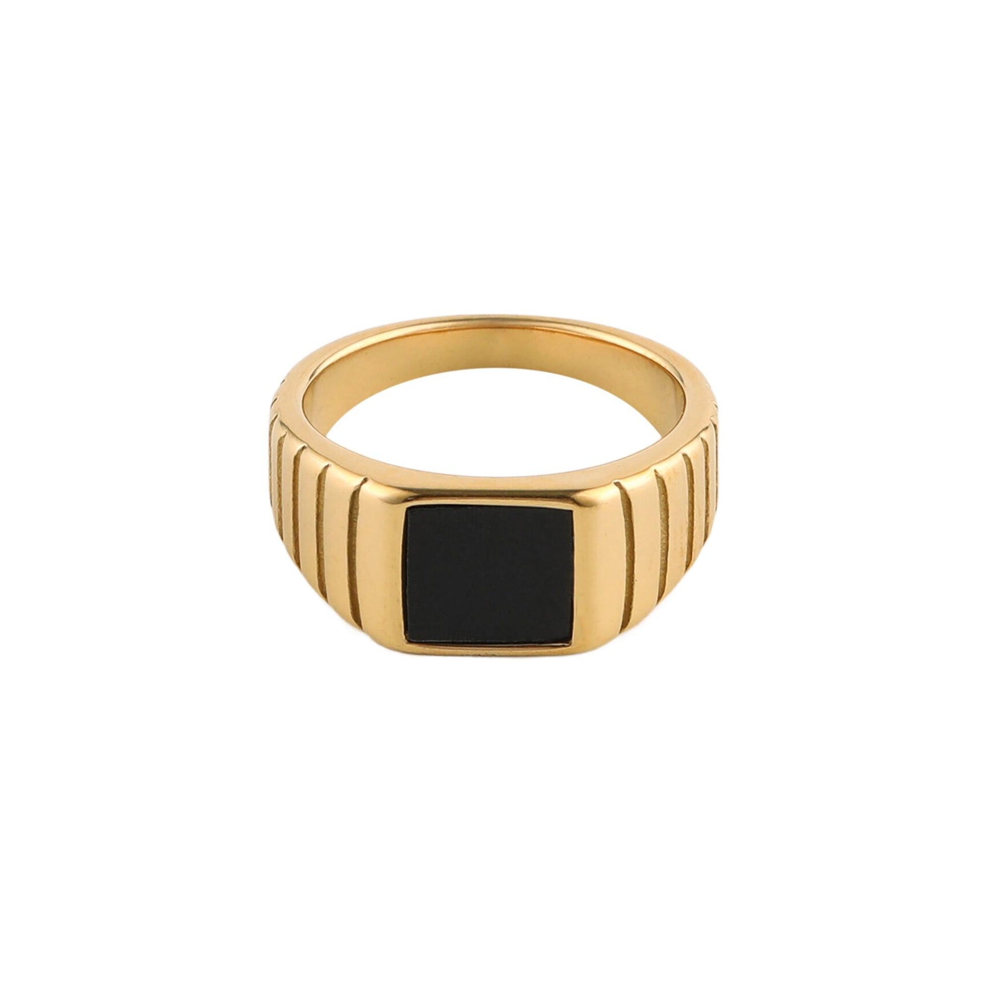 Black Onyx Signet Ring in Gold - toutjewellery