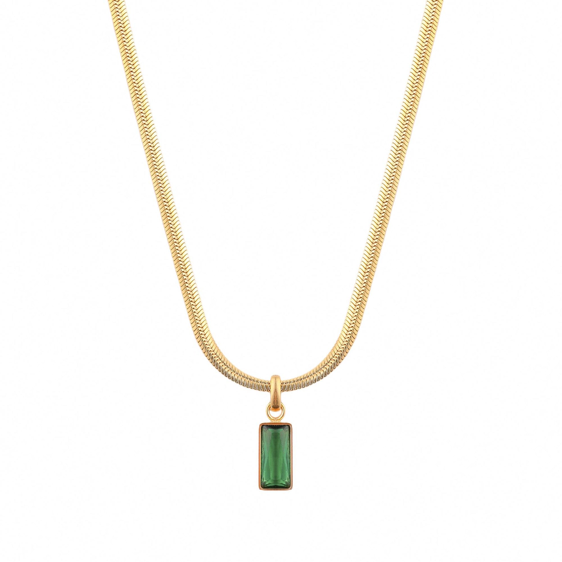 Emerald Pendant Gold Necklace - toutjewellery