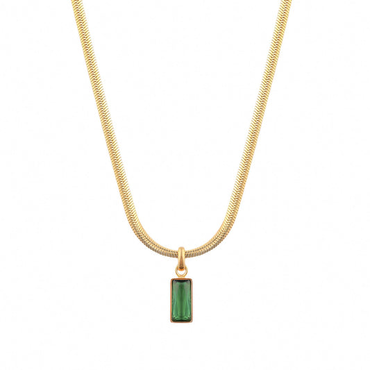 Emerald Pendant Gold Necklace - toutjewellery