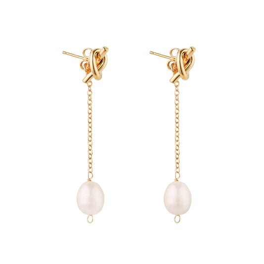 Gold Baroque Pearl Drop Earrings - toutjewellery