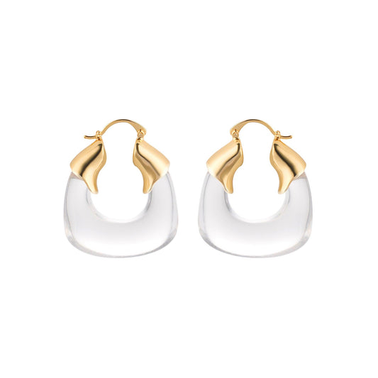 Statement Chunky Resin Hoop Earrings in Clear - toutjewellery