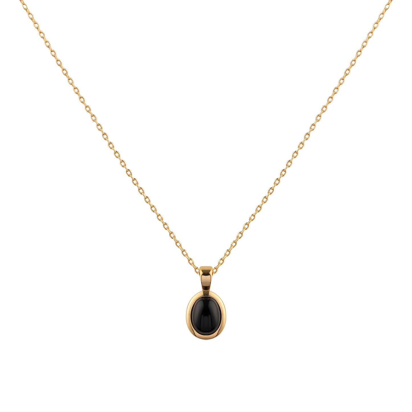 Oval Onyx Pendant Necklace in Gold - toutjewellery