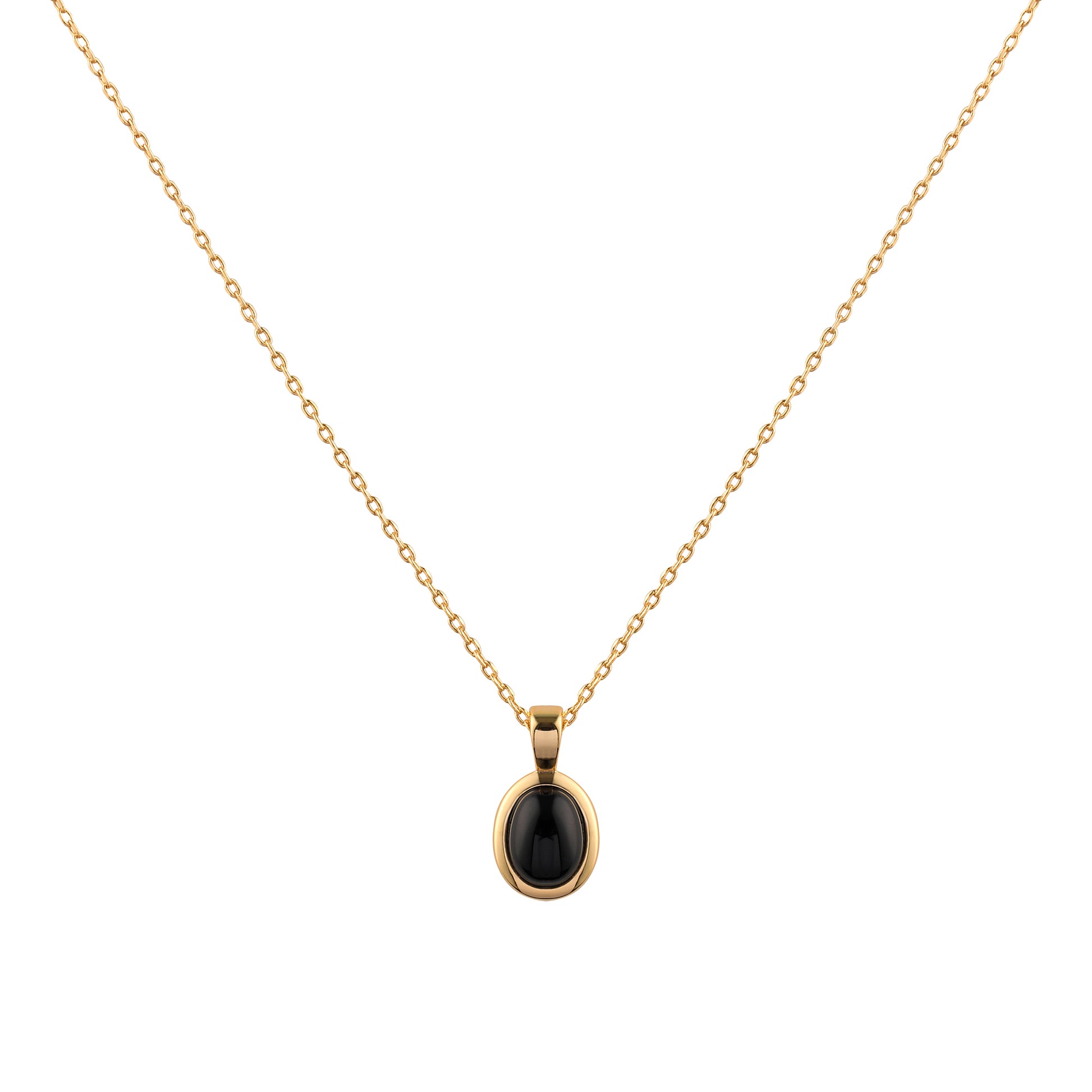 Oval Onyx Pendant Necklace in Gold - toutjewellery