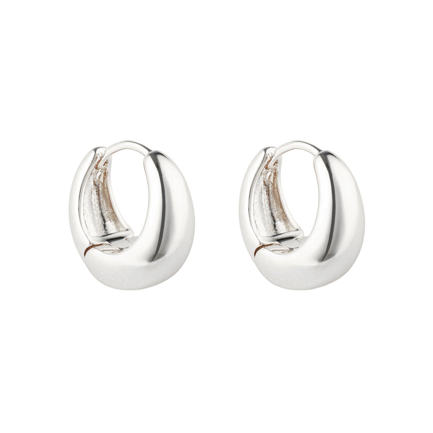 Small Chunky Dome Hoops in Silver - toutjewellery