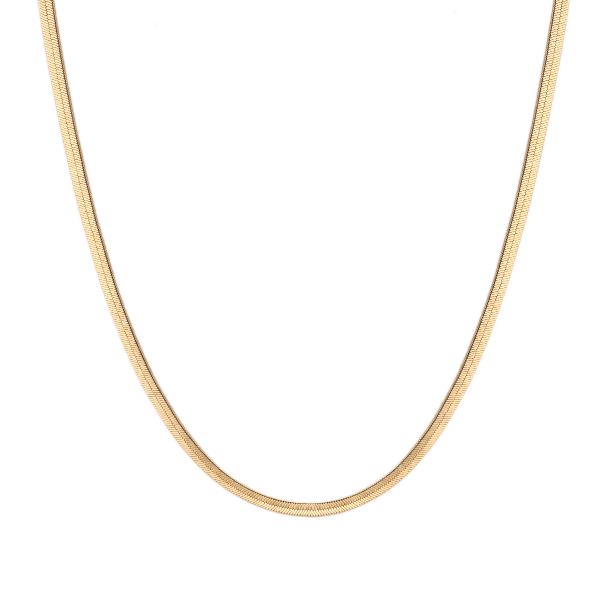 Herringbone Flat Chain Necklace in Gold - toutjewellery