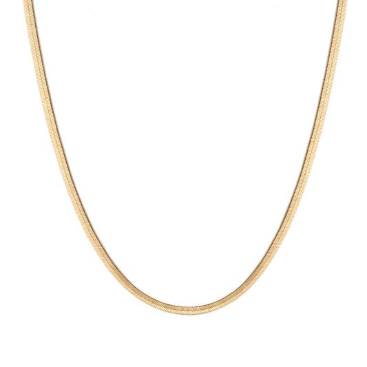 Herringbone Flat Chain Necklace in Gold - toutjewellery