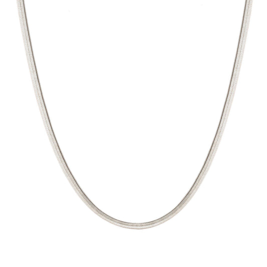 Herringbone Flat Chain Necklace in Silver - toutjewellery