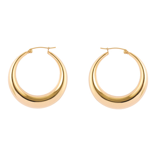 Large Hollow Hoop Earrings in Gold - toutjewellery