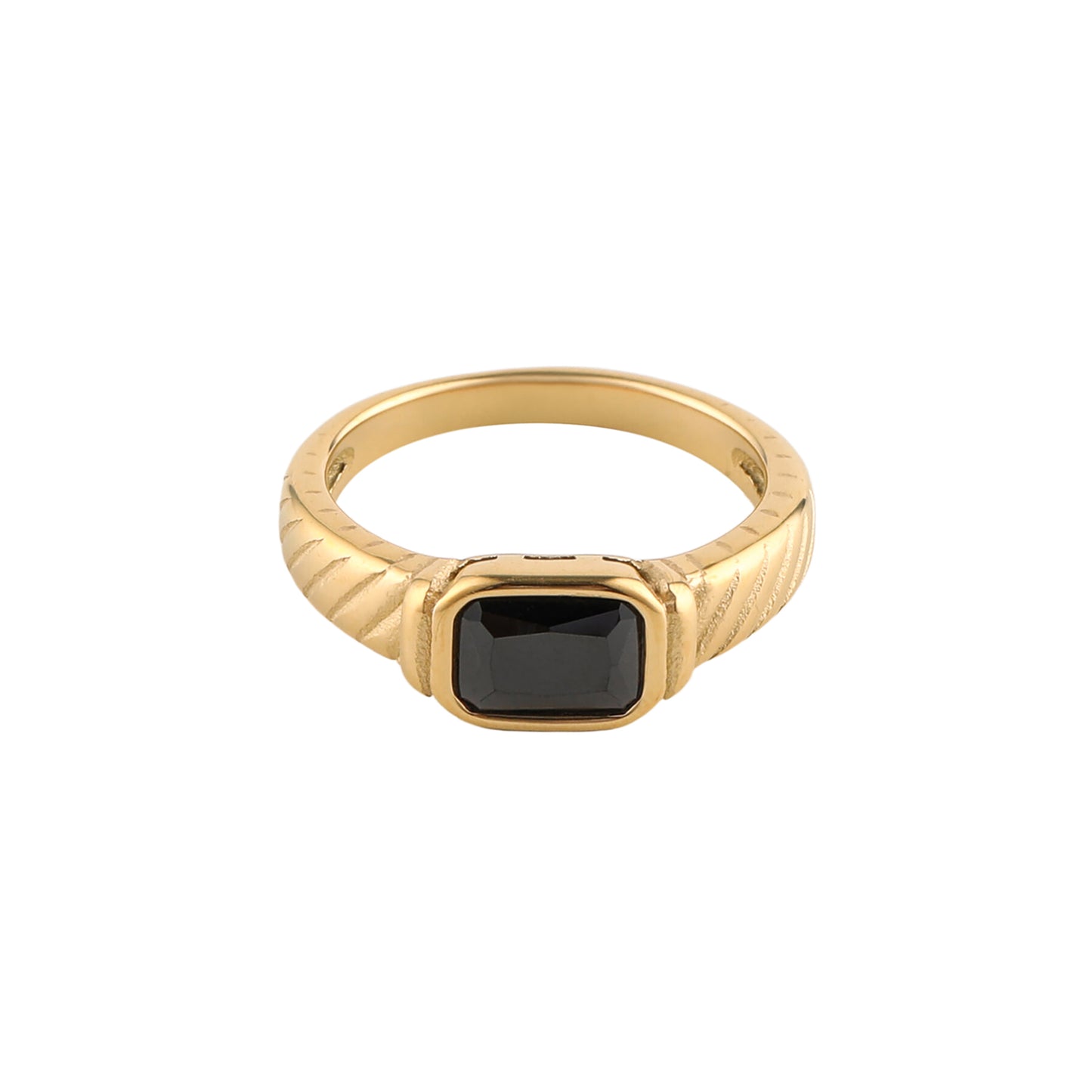 Black Onyx Rectangle Signet Ring in Gold - toutjewellery