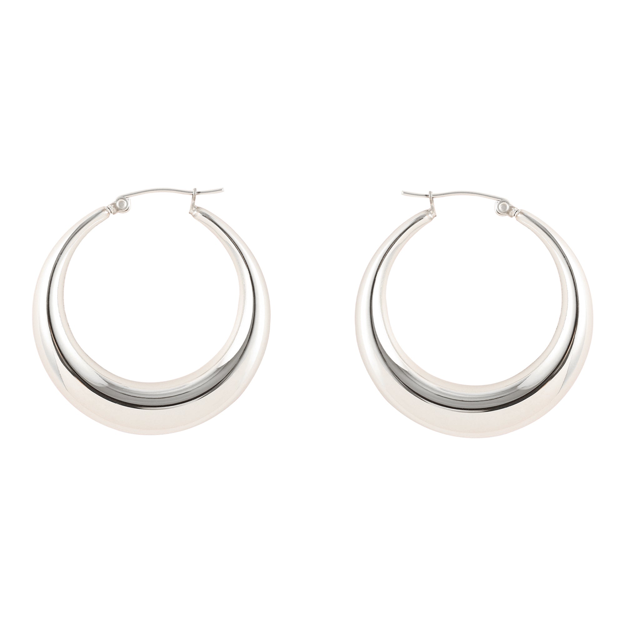 Large Hollow Hoop Earrings in Silver - toutjewellery