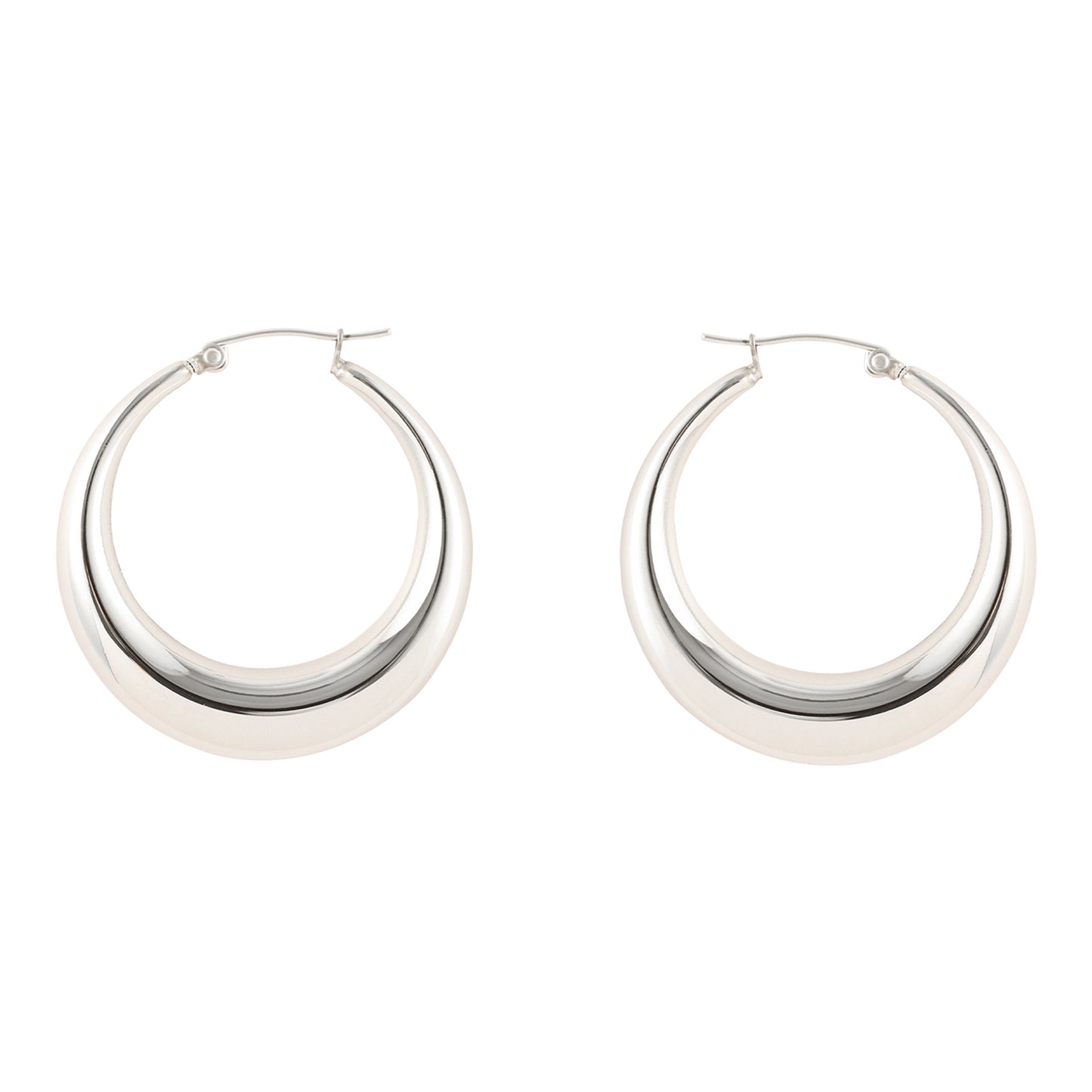 Large Hollow Hoop Earrings in Silver - toutjewellery