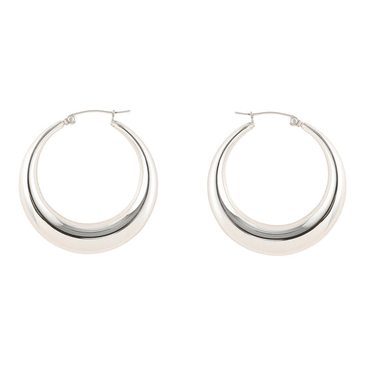 Large Hollow Hoop Earrings in Silver - toutjewellery