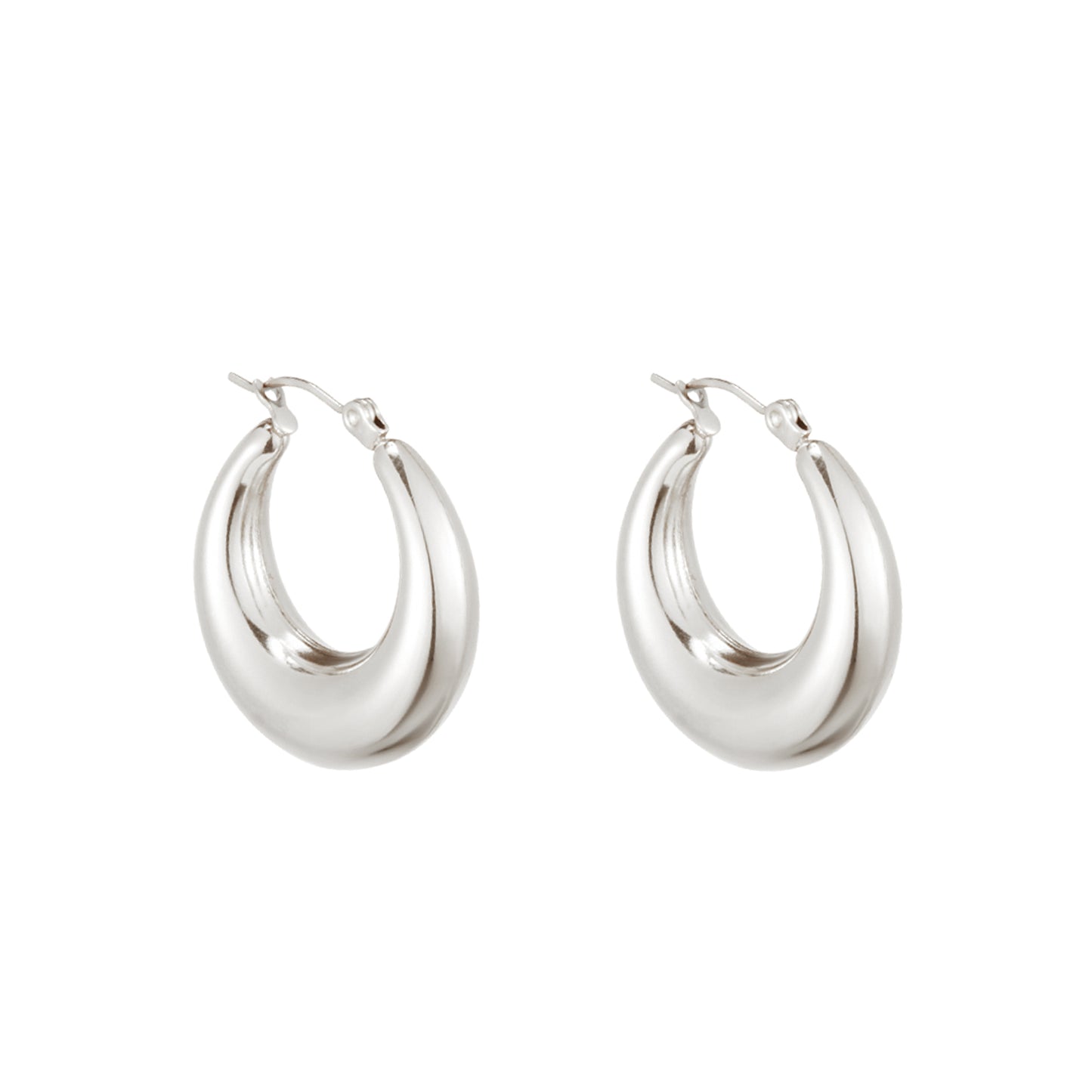 Medium Hollow Hoop Earrings in Silver - toutjewellery