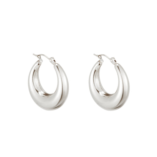 Medium Hollow Hoop Earrings in Silver - toutjewellery