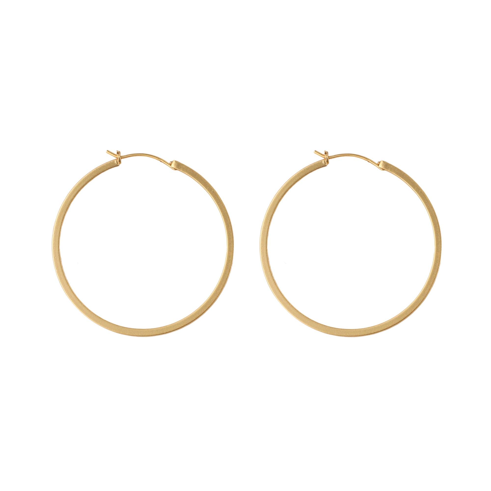 Gold Large Flat Hoop Earrings - toutjewellery