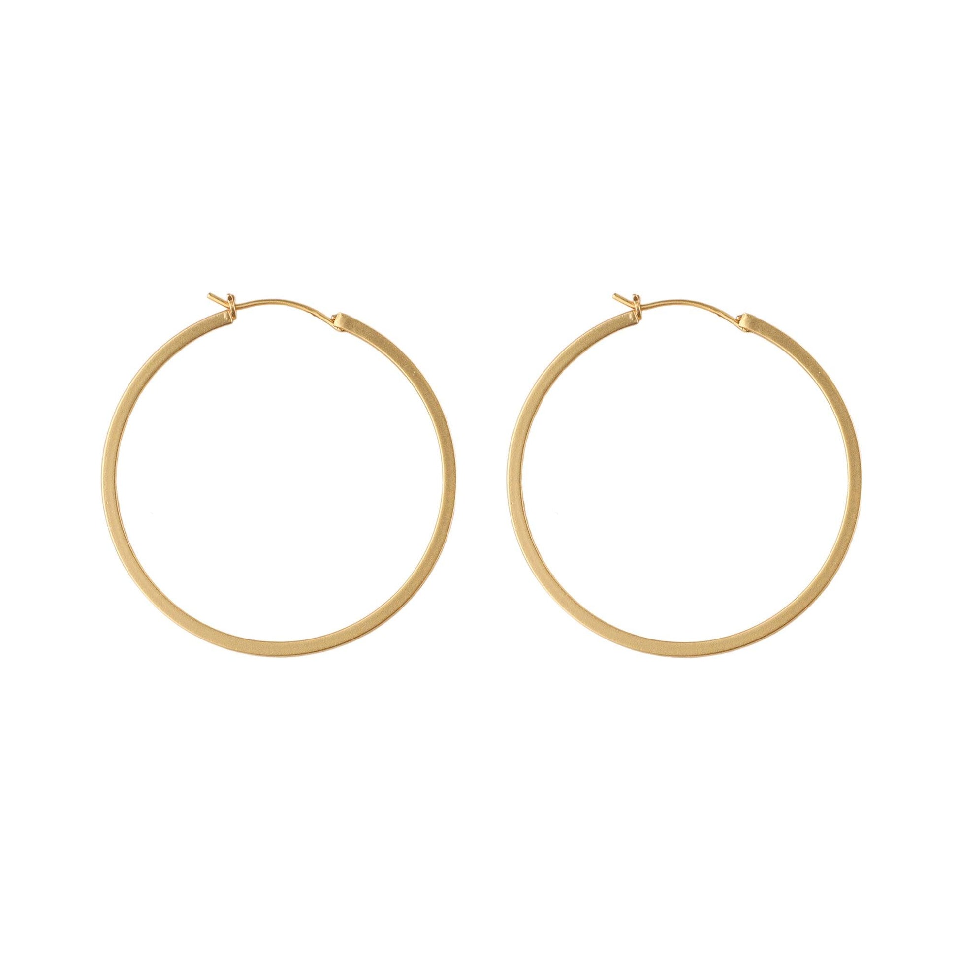 Gold Large Flat Hoop Earrings - toutjewellery