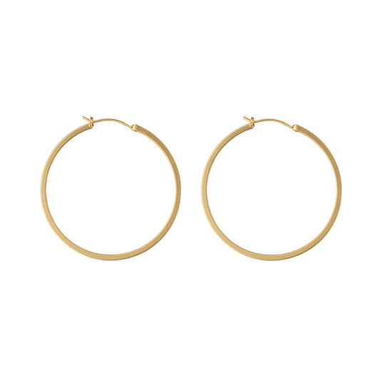 Gold Large Flat Hoop Earrings - toutjewellery