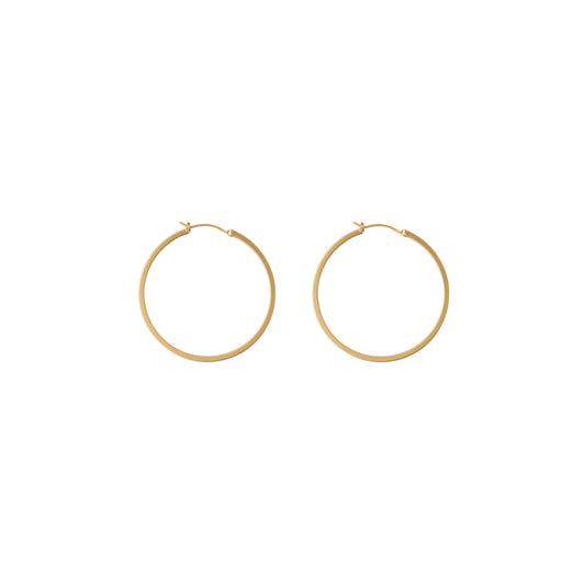 Gold Small Flat Hoop Earrings - toutjewellery