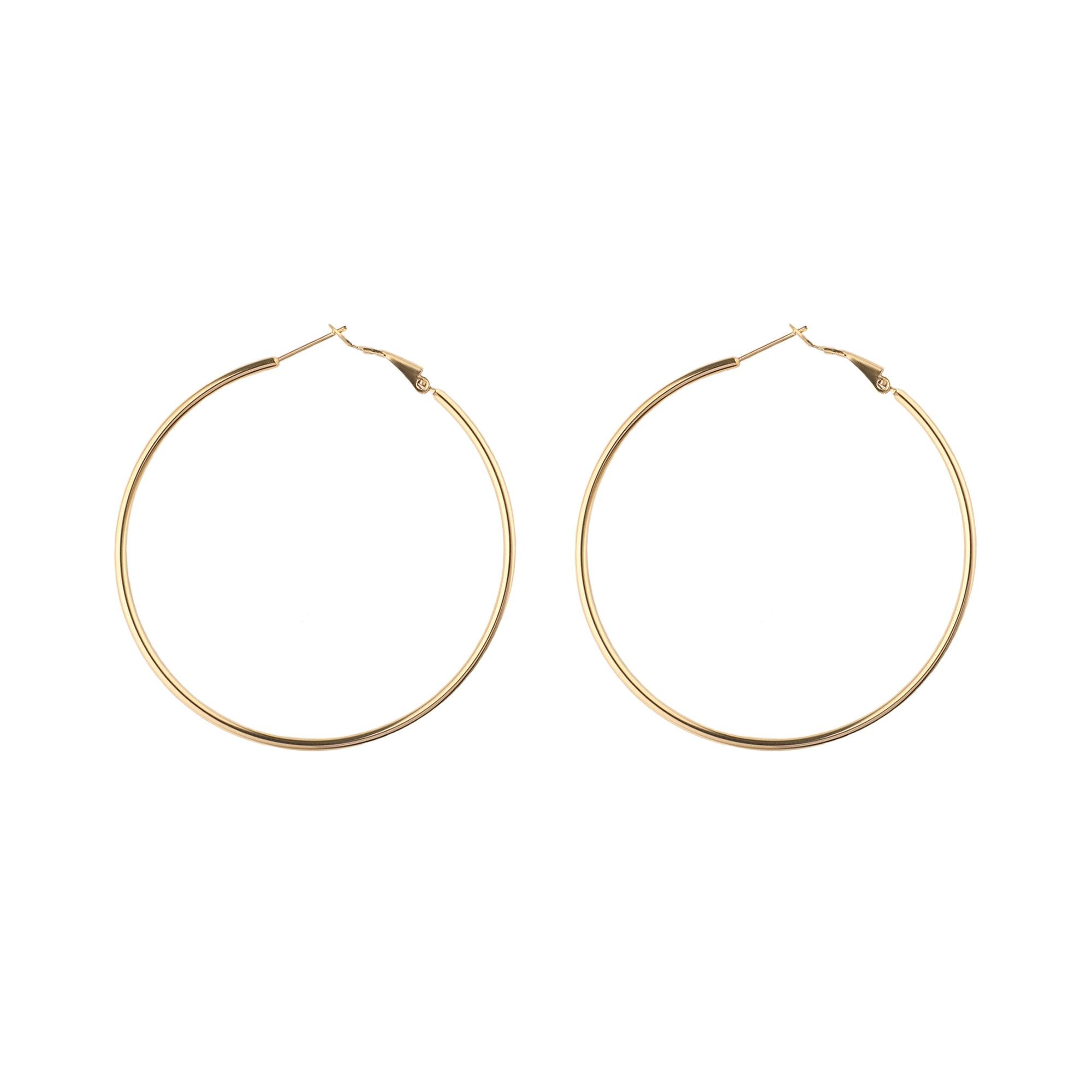 Oversized Thin Hoop Earrings in Gold - toutjewellery