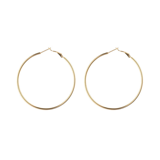 Oversized Thin Hoop Earrings in Gold - toutjewellery