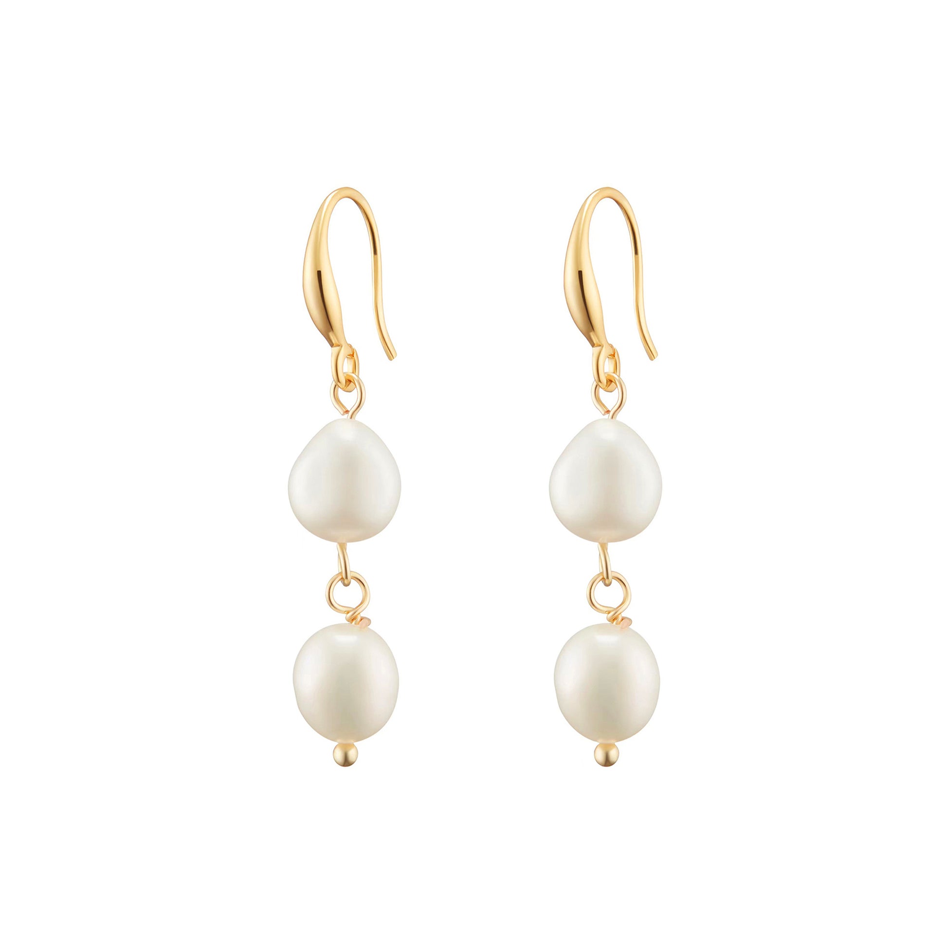 Double Pearls Charm Drop Earrings - toutjewellery