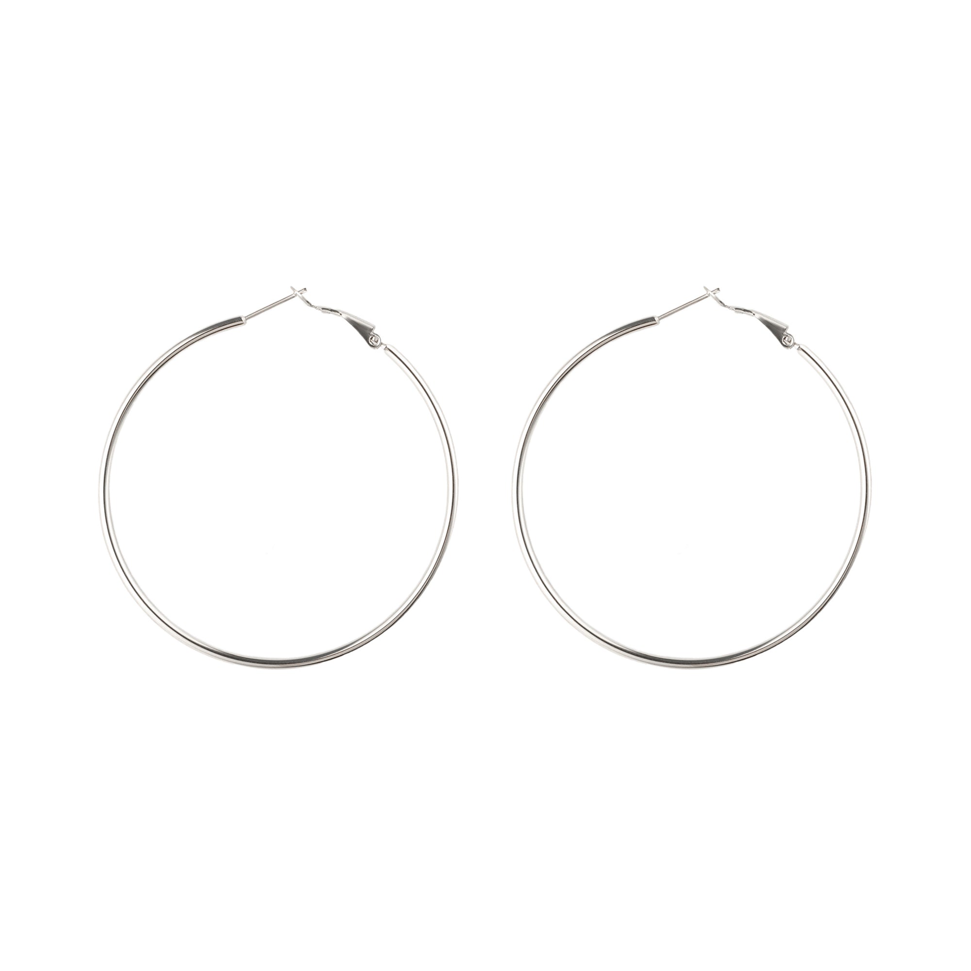 Oversized Thin Hoop Earrings in Silver - toutjewellery