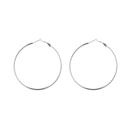 Oversized Thin Hoop Earrings in Silver - toutjewellery