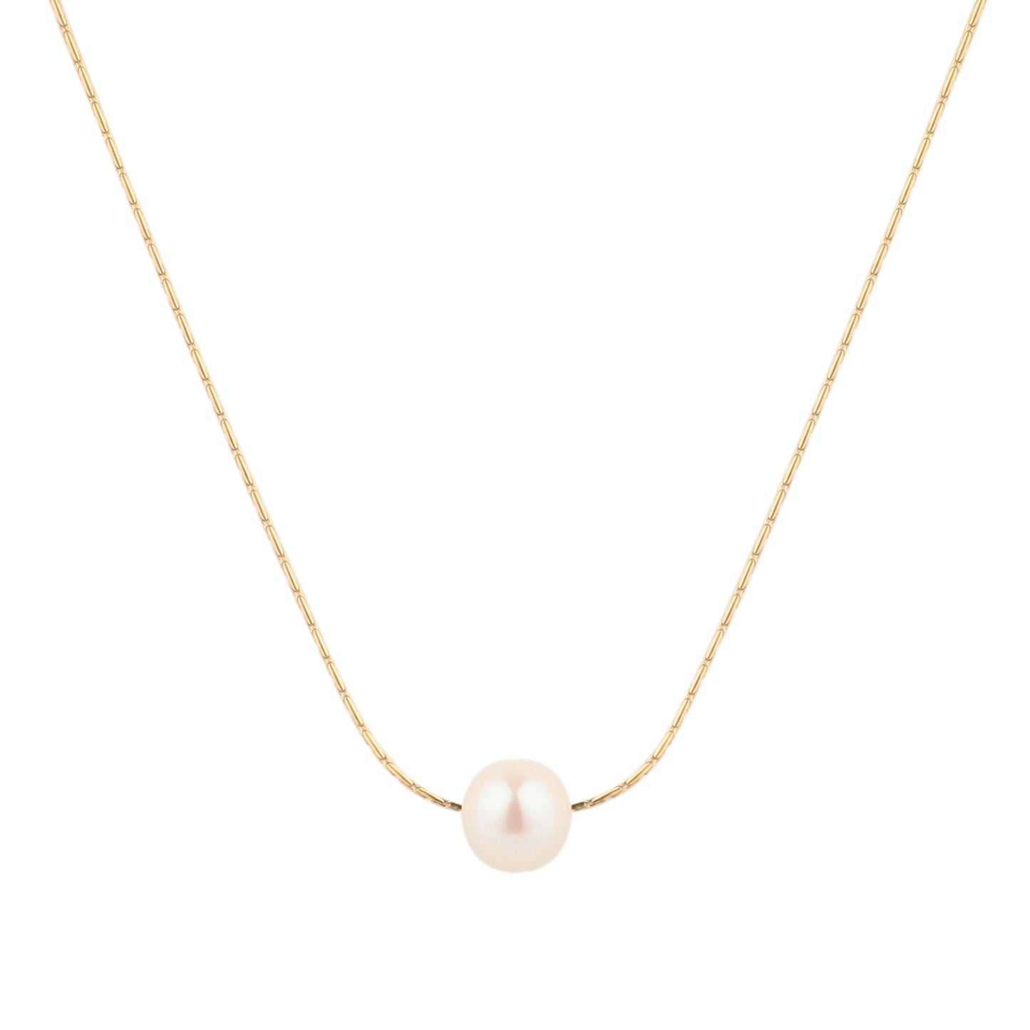 Single Pearl Pendant Gold Necklace - toutjewellery