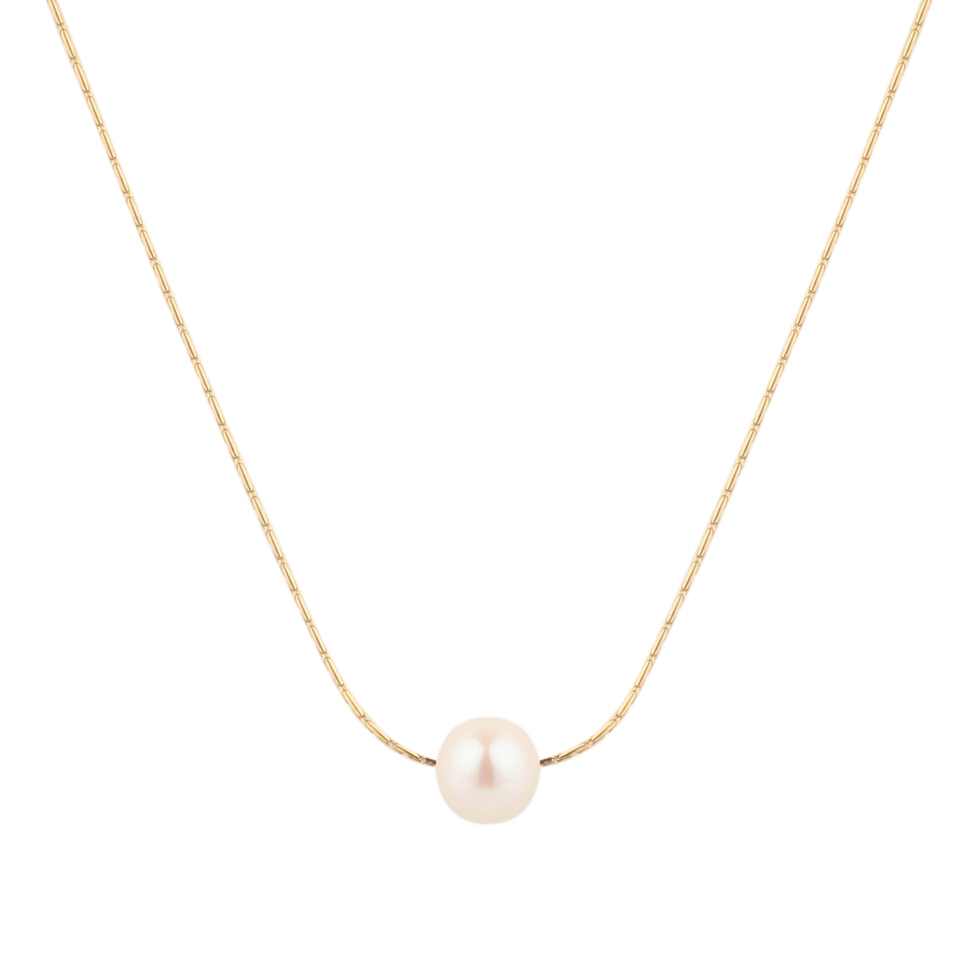 Single Pearl Pendant Gold Necklace - toutjewellery