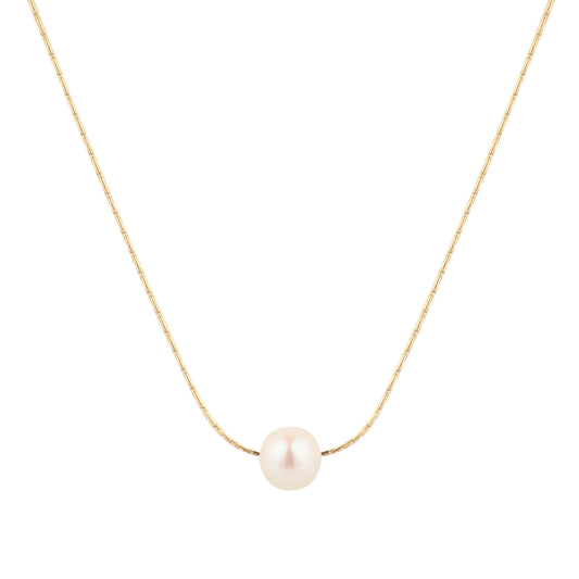 Single Pearl Pendant Gold Necklace - toutjewellery